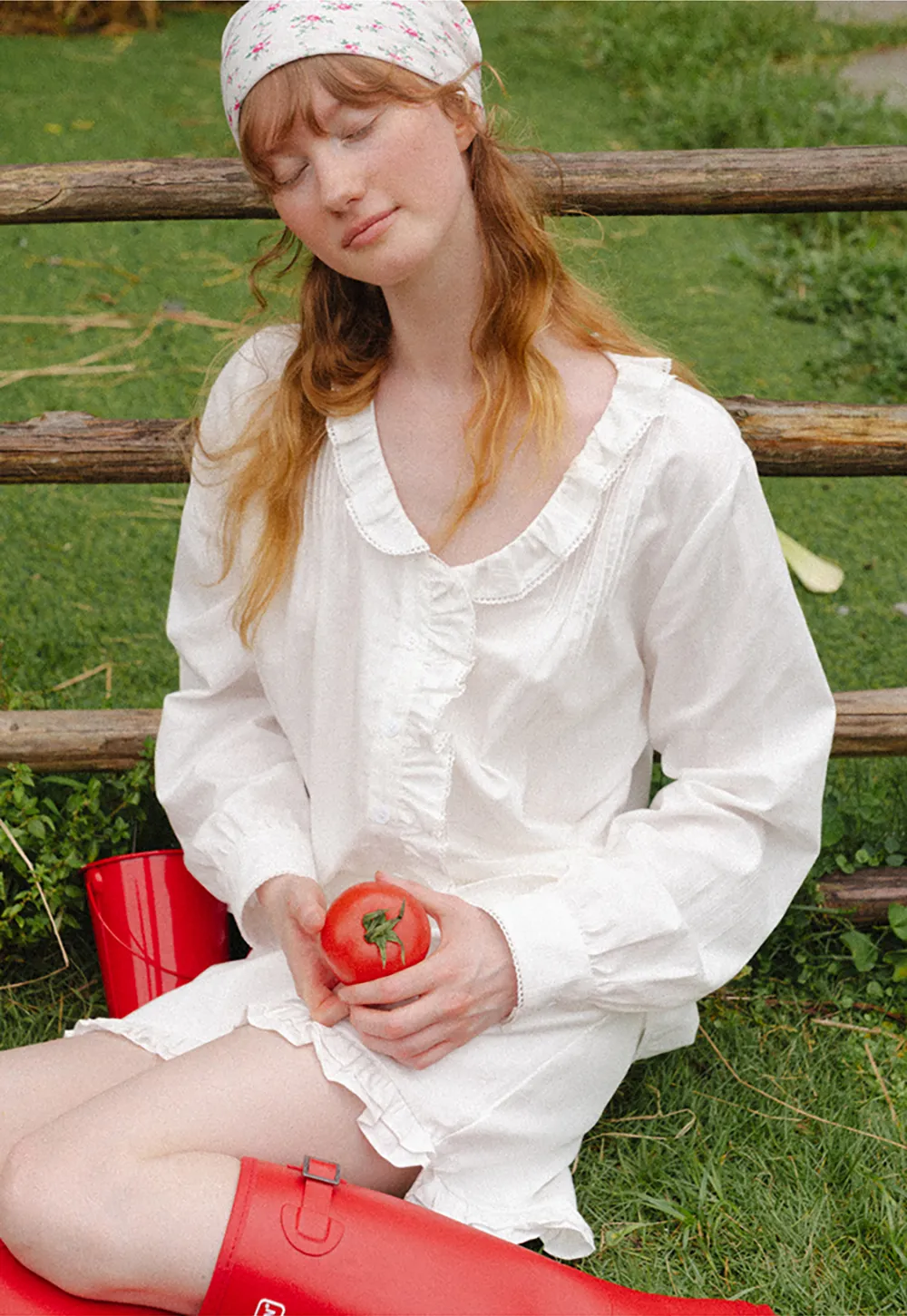Ruffled Collar and Hem Shirt