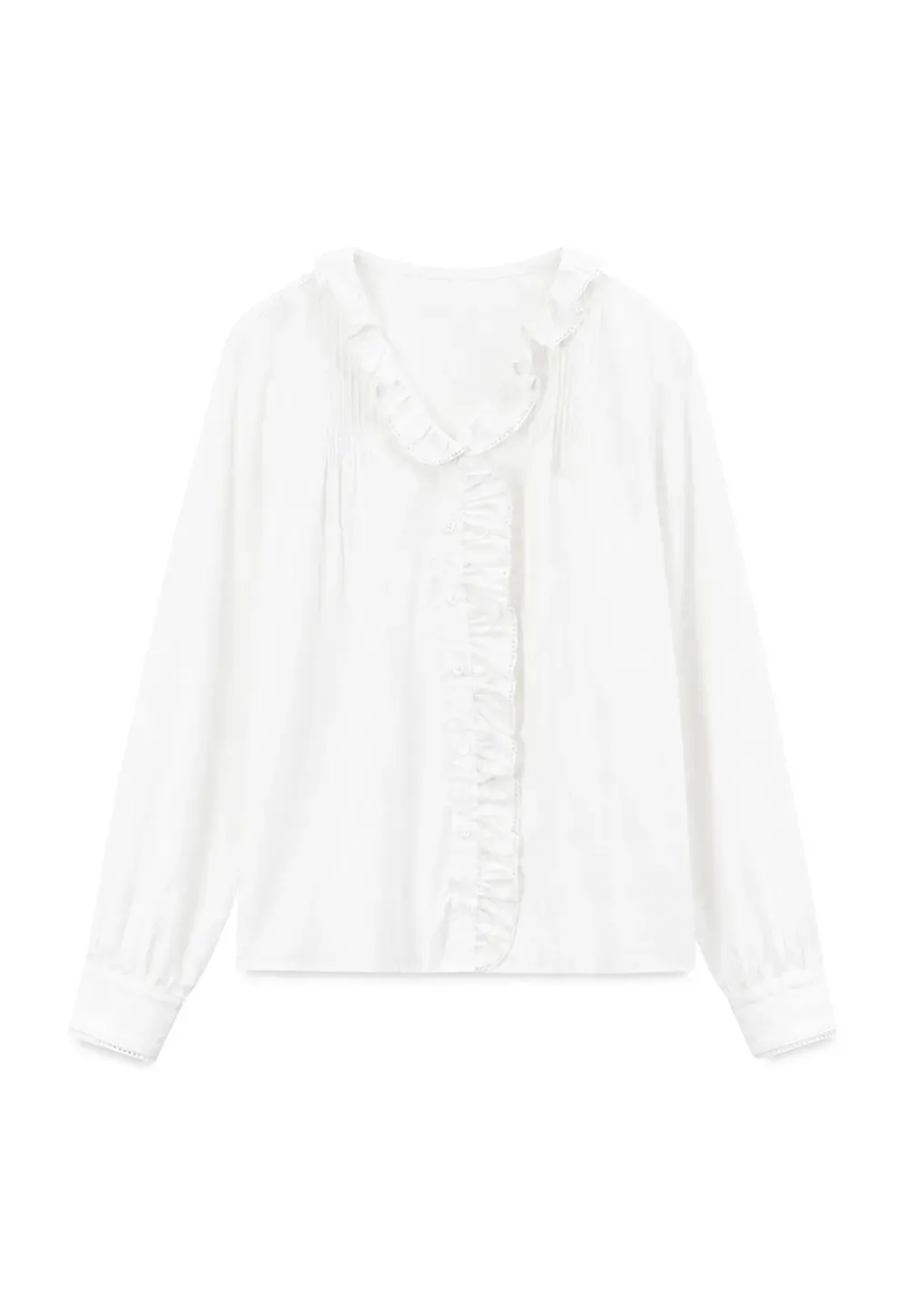 Ruffled Collar and Hem Shirt