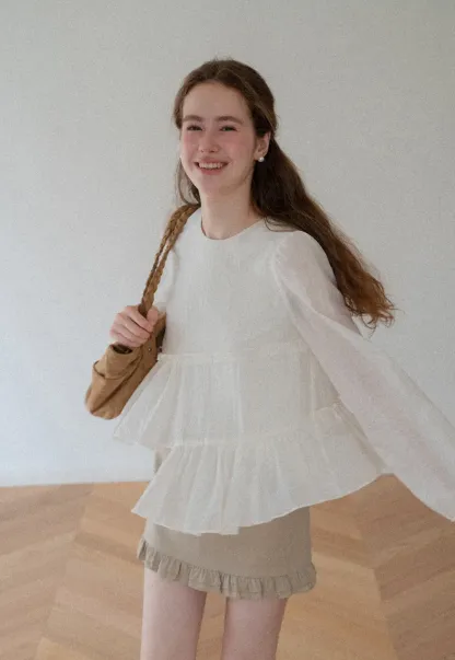 Tiered Ruffle Sleeve Blouse