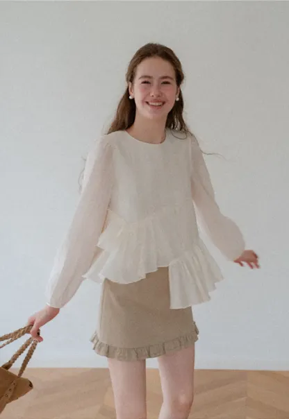 Tiered Ruffle Sleeve Blouse