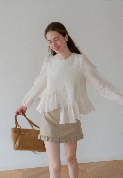 Tiered Ruffle Sleeve Blouse