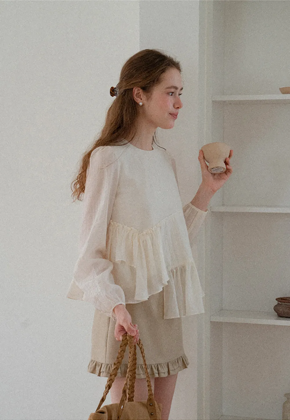 Tiered Ruffle Sleeve Blouse