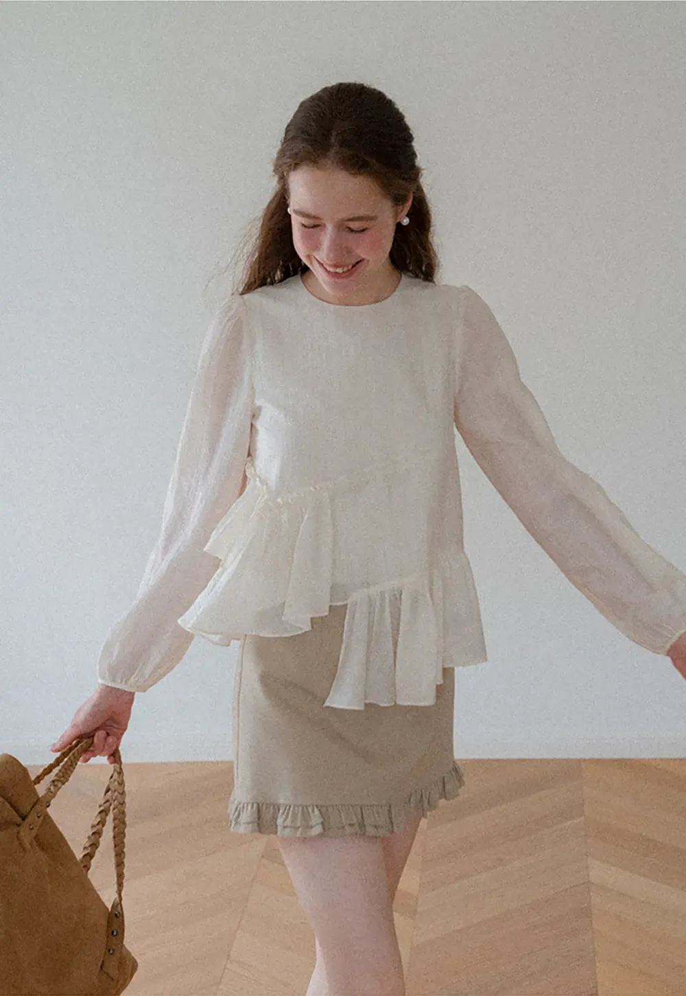 Tiered Ruffle Sleeve Blouse