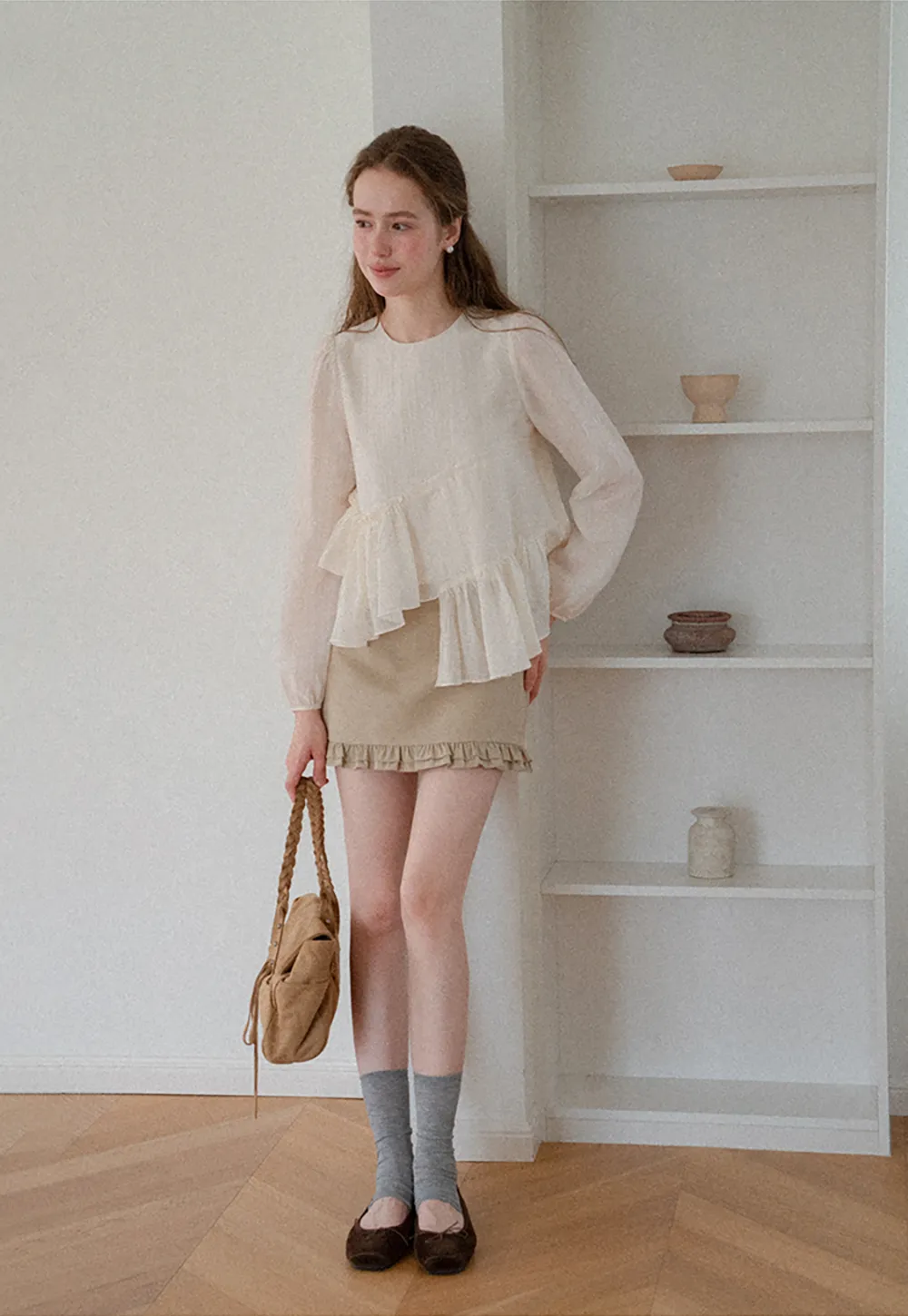 Tiered Ruffle Sleeve Blouse