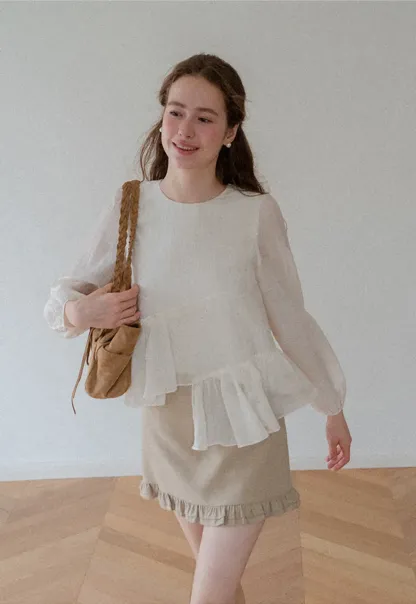 Tiered Ruffle Sleeve Blouse