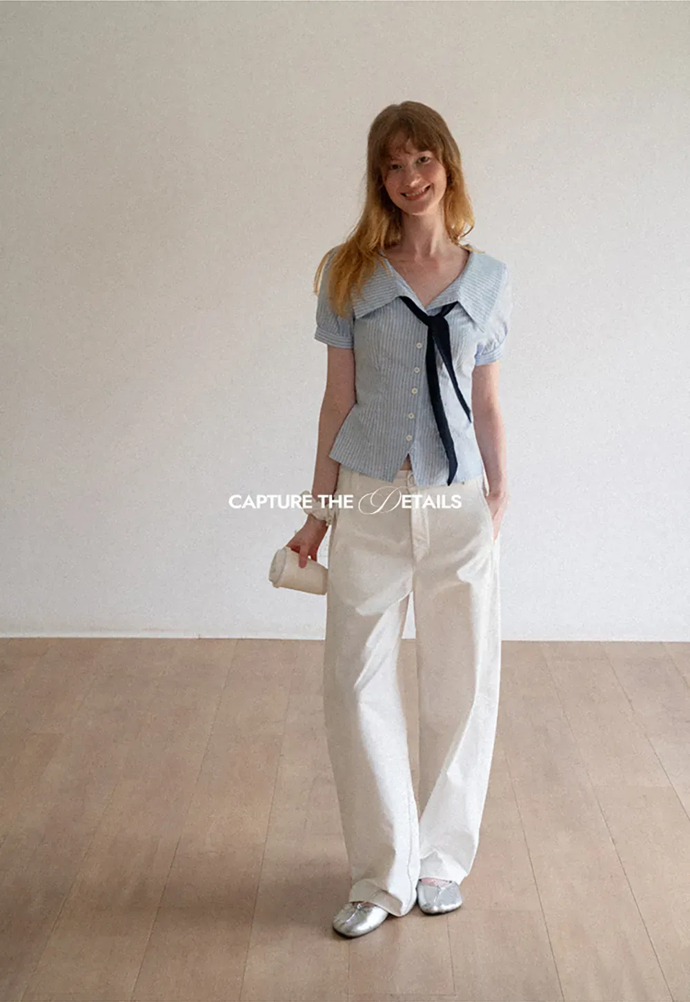 Striped Short Sleeve Sailor Collar Cropped Shirt