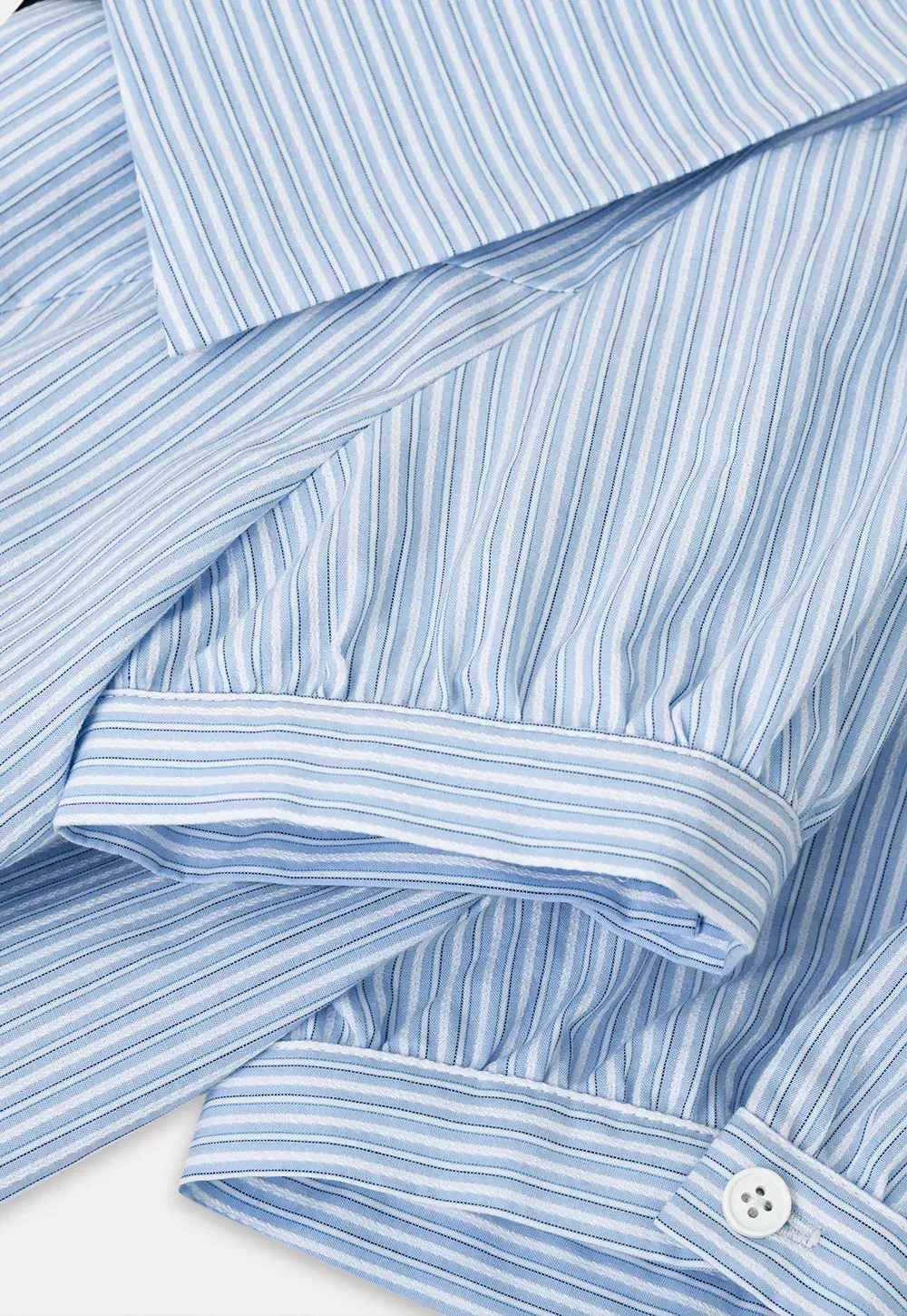 Striped Short Sleeve Sailor Collar Cropped Shirt