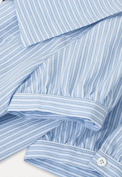 Striped Short Sleeve Sailor Collar Cropped Shirt