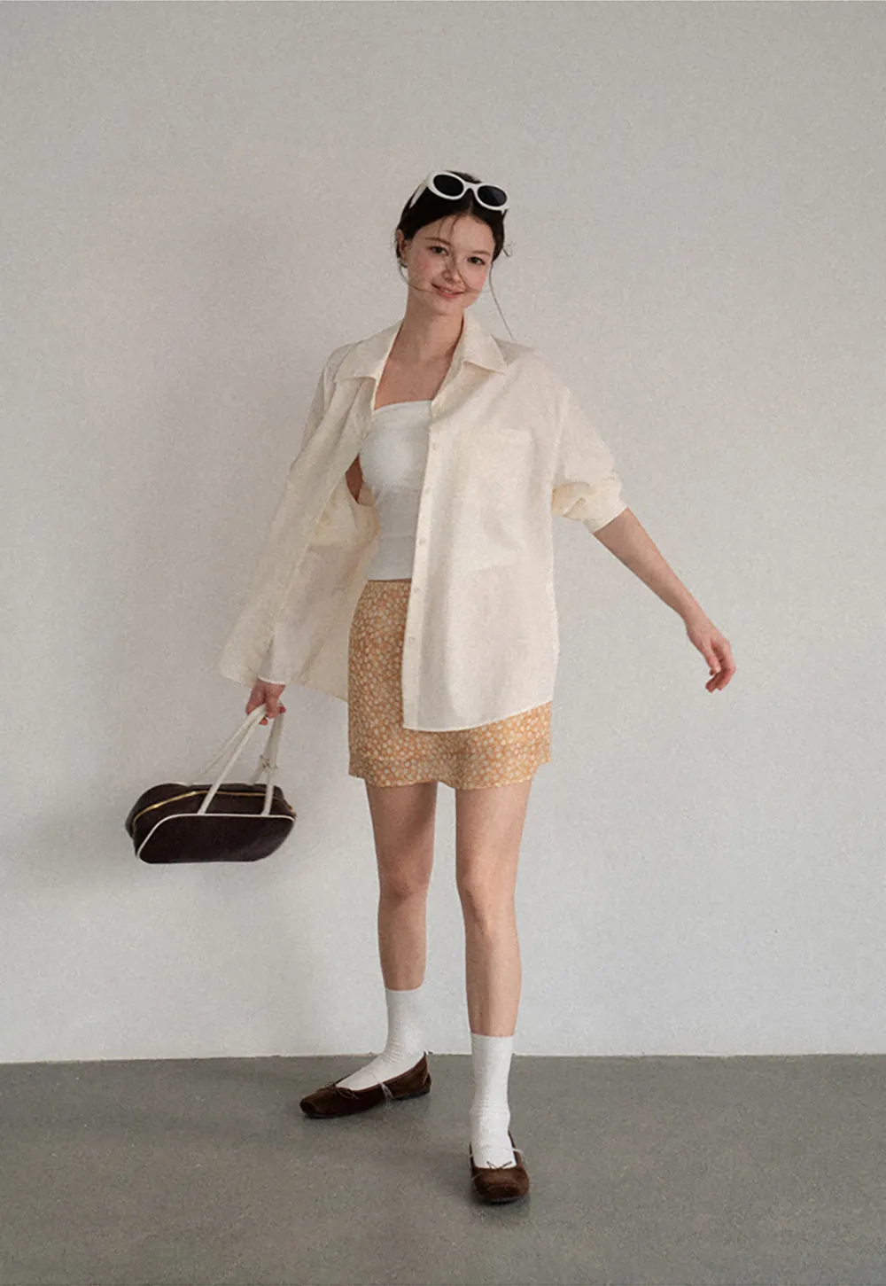 Oversized Collar Shirt with Roll Up Sleeves