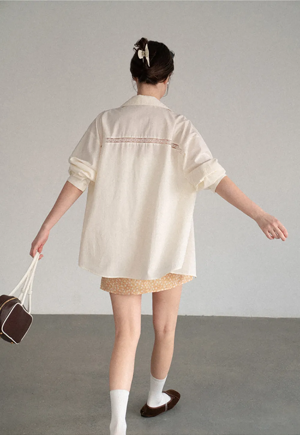 Oversized Collar Shirt with Roll Up Sleeves