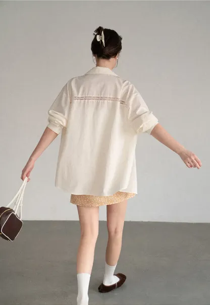 Oversized Collar Shirt with Roll Up Sleeves