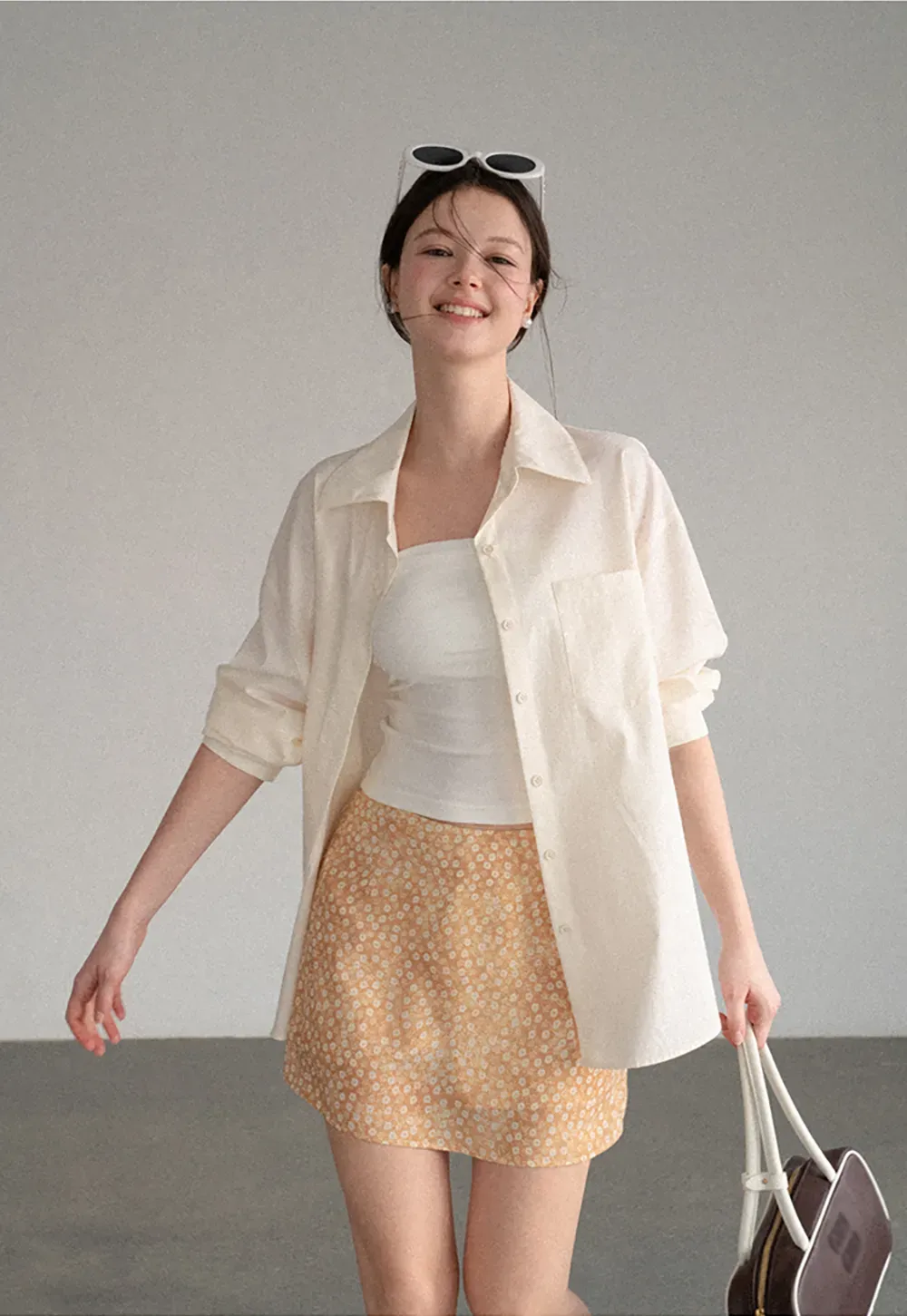Oversized Collar Shirt with Roll Up Sleeves