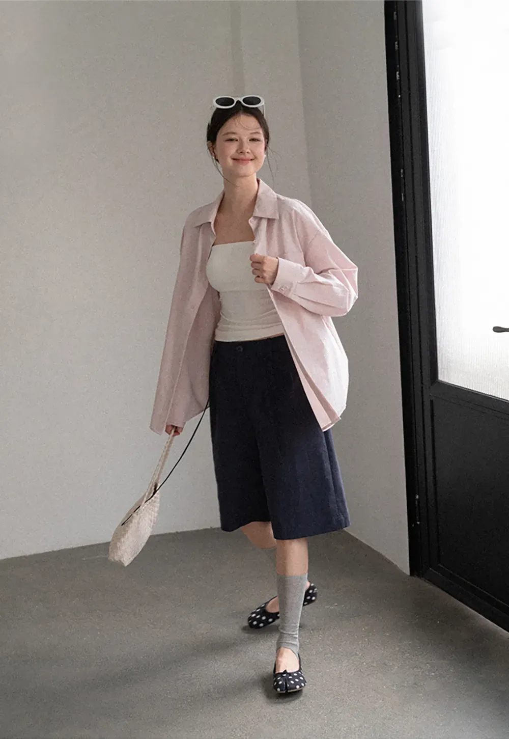 Oversized Collar Shirt with Roll Up Sleeves