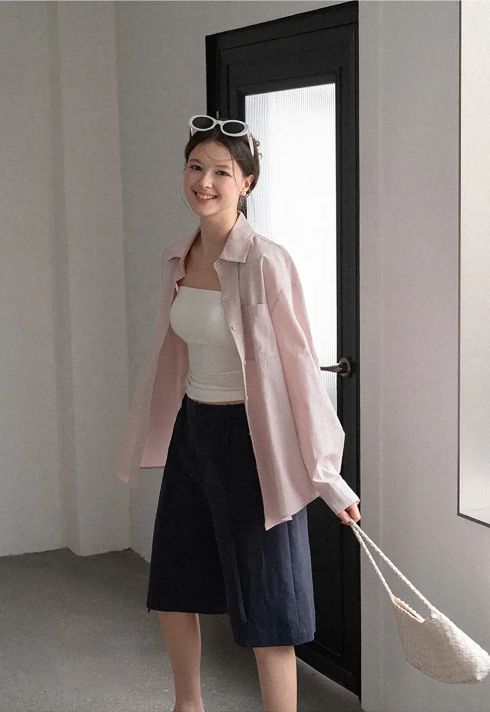 Oversized Collar Shirt with Roll Up Sleeves