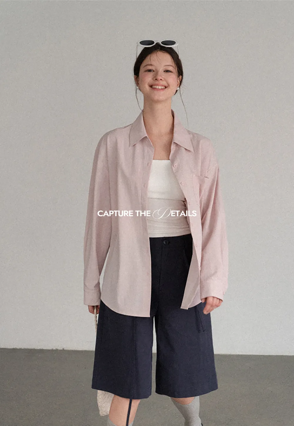 Oversized Collar Shirt with Roll Up Sleeves