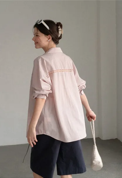 Oversized Collar Shirt with Roll Up Sleeves