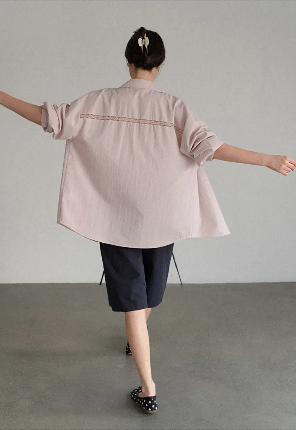 Oversized Collar Shirt with Roll Up Sleeves