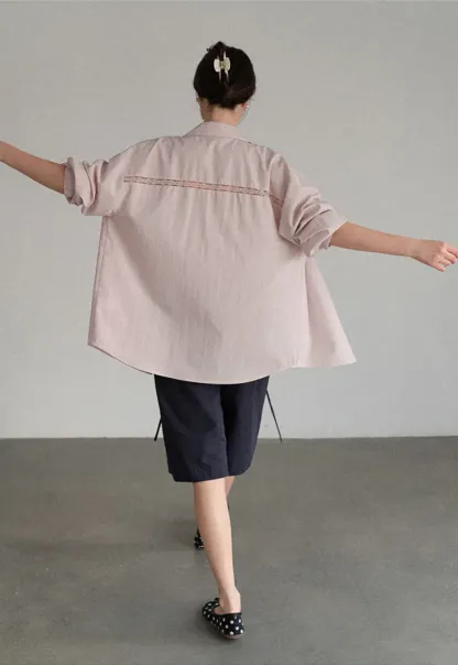 Oversized Collar Shirt with Roll Up Sleeves