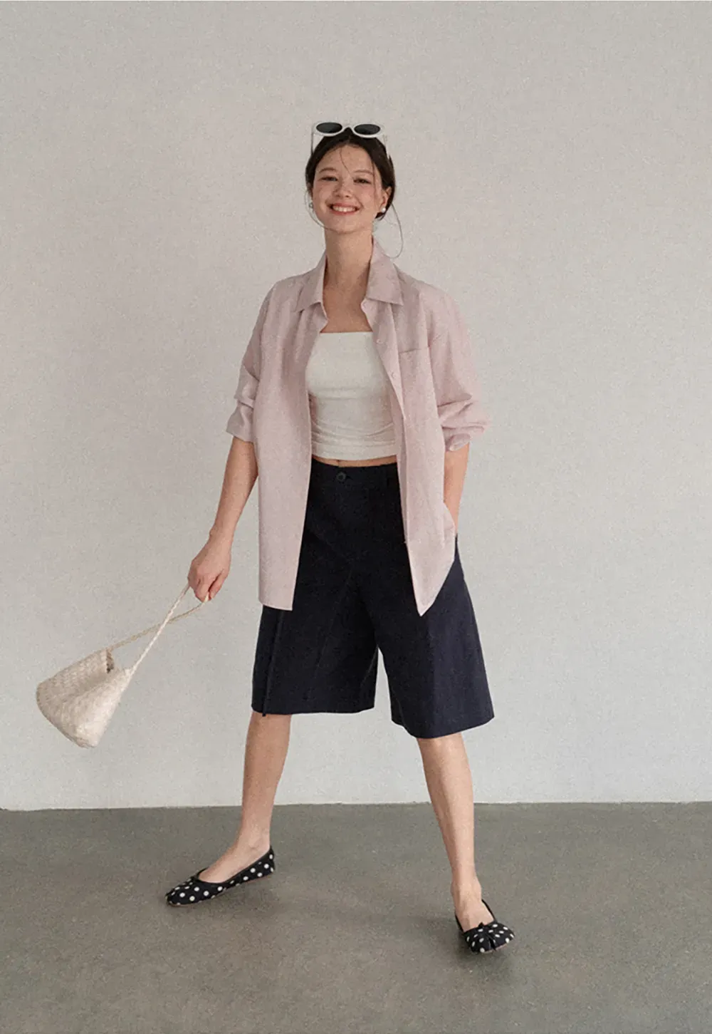 Oversized Collar Shirt with Roll Up Sleeves