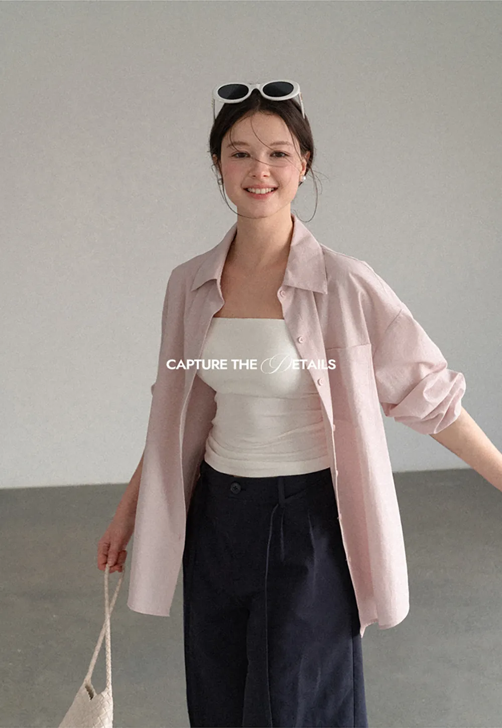 Oversized Collar Shirt with Roll Up Sleeves