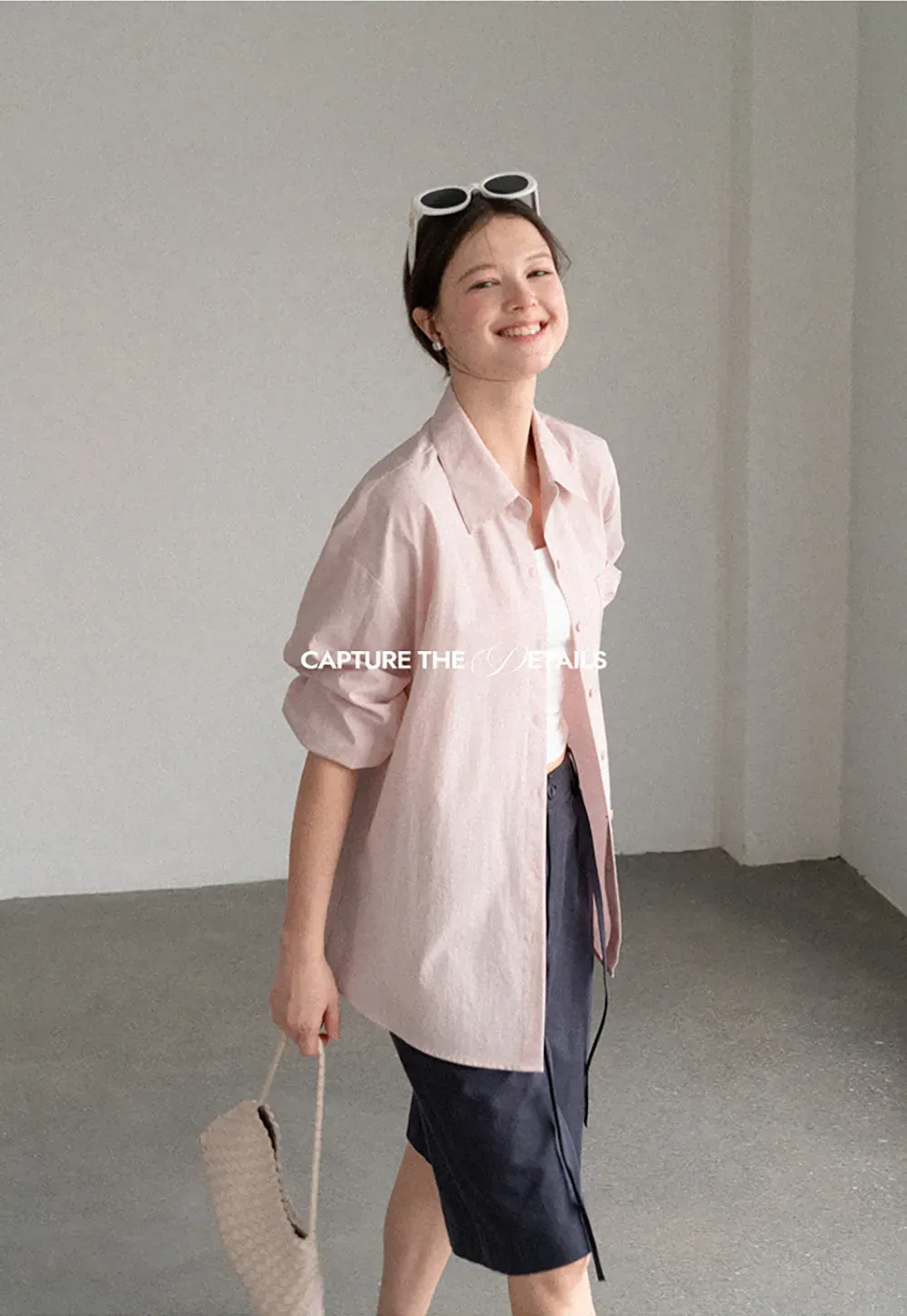 Oversized Collar Shirt with Roll Up Sleeves