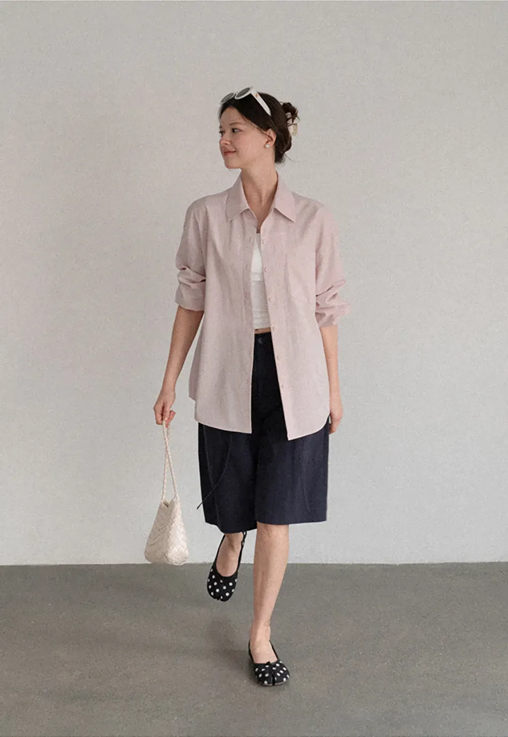 Oversized Collar Shirt with Roll Up Sleeves