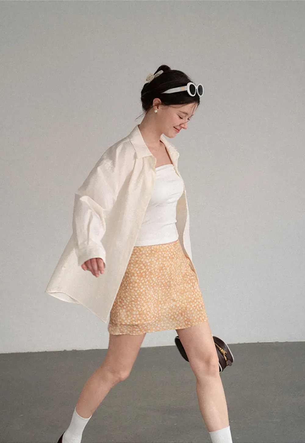 Oversized Collar Shirt with Roll Up Sleeves