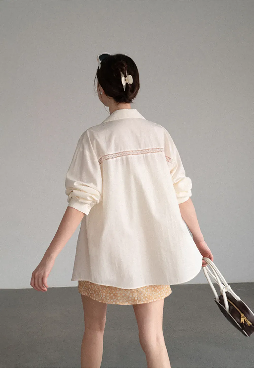 Oversized Collar Shirt with Roll Up Sleeves