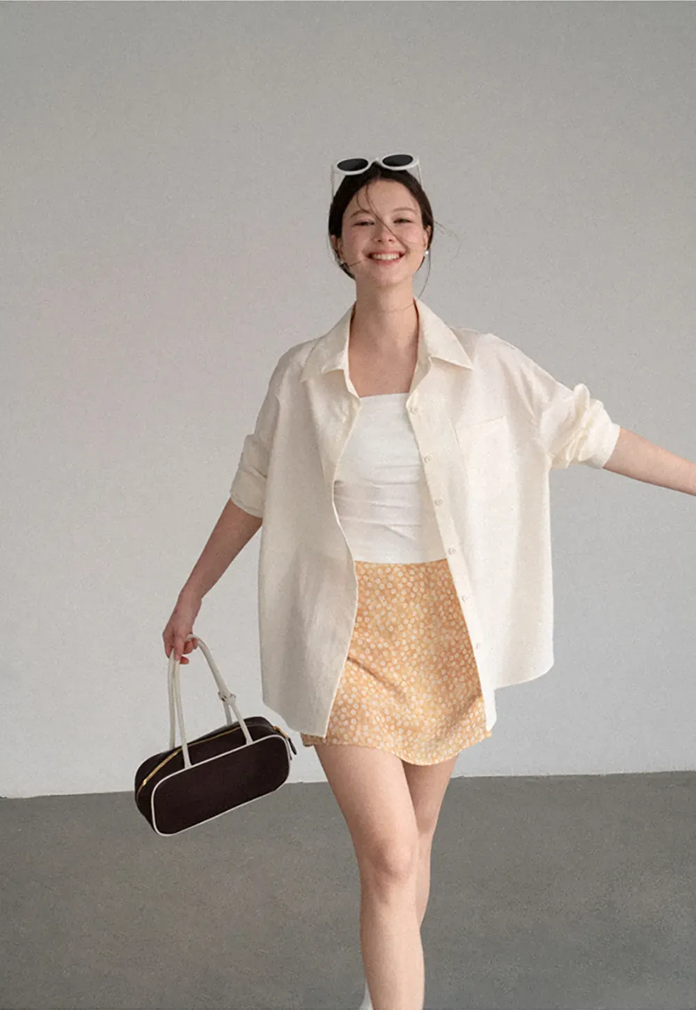 Oversized Collar Shirt with Roll Up Sleeves