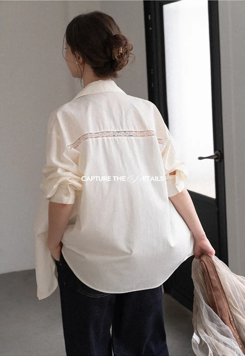 Oversized Collar Shirt with Roll Up Sleeves