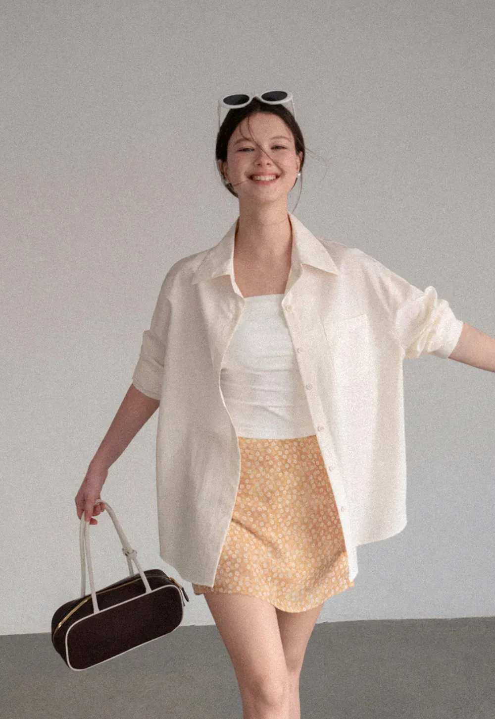 Oversized Collar Shirt with Roll Up Sleeves