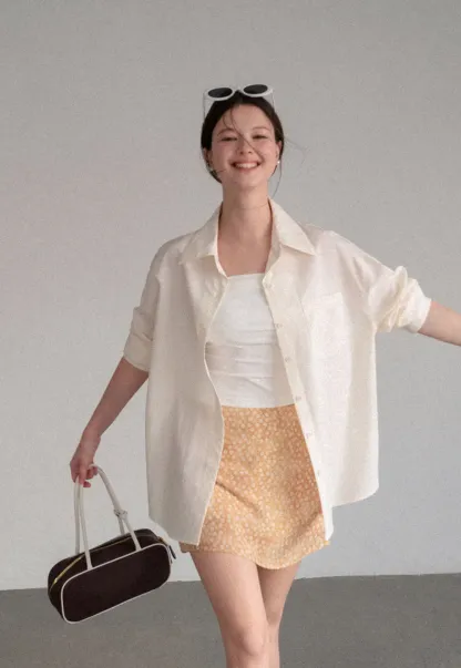Oversized Collar Shirt with Roll Up Sleeves