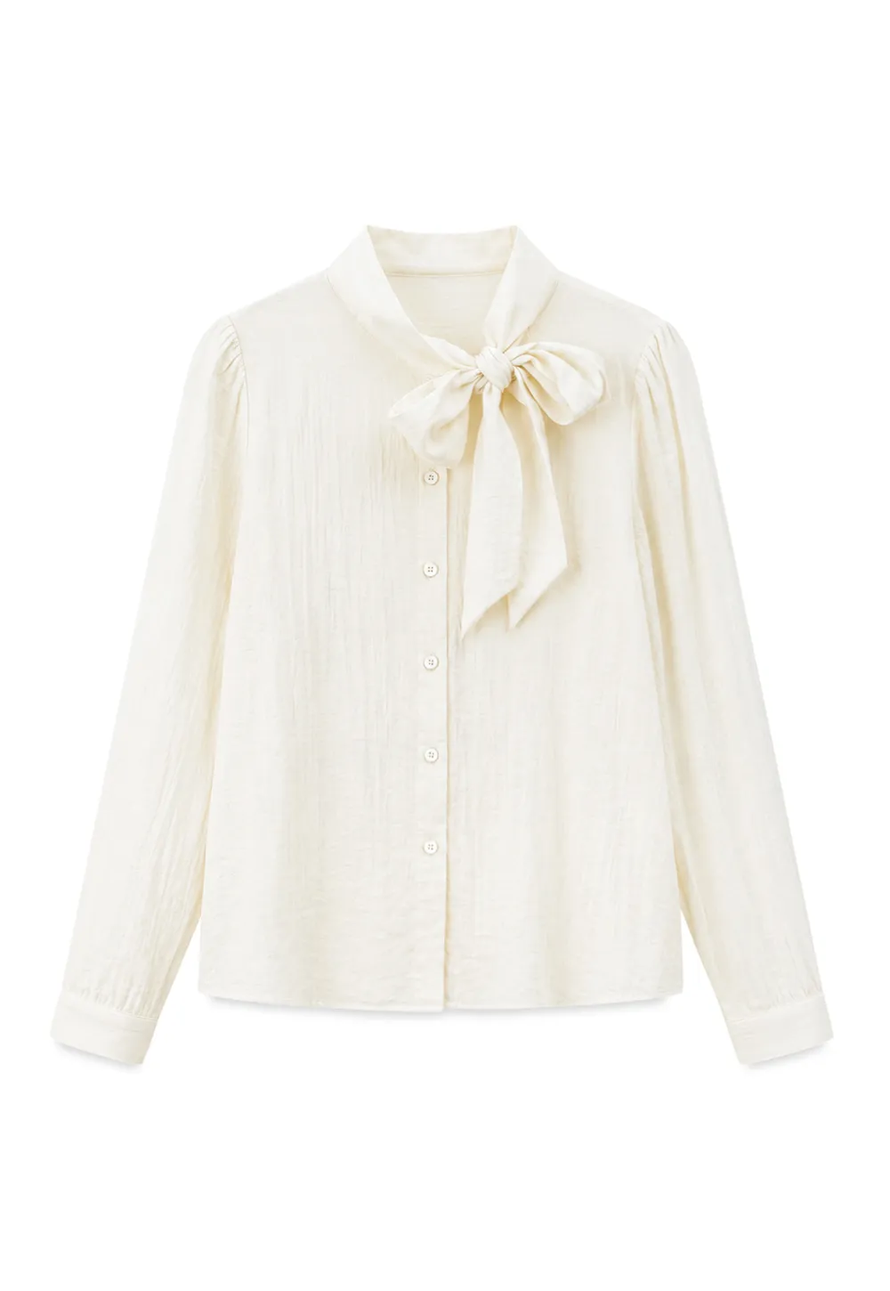 Bow Tie Neck Button Up Shirt