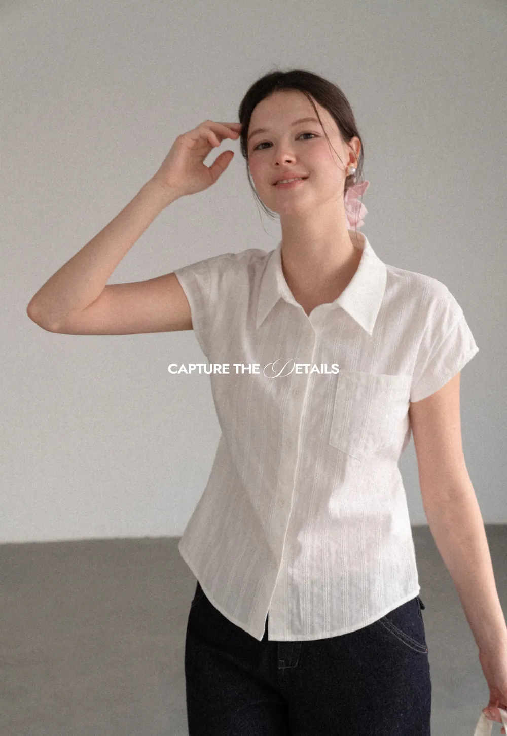 Short Sleeve Collared Shirt with Chest Pocket