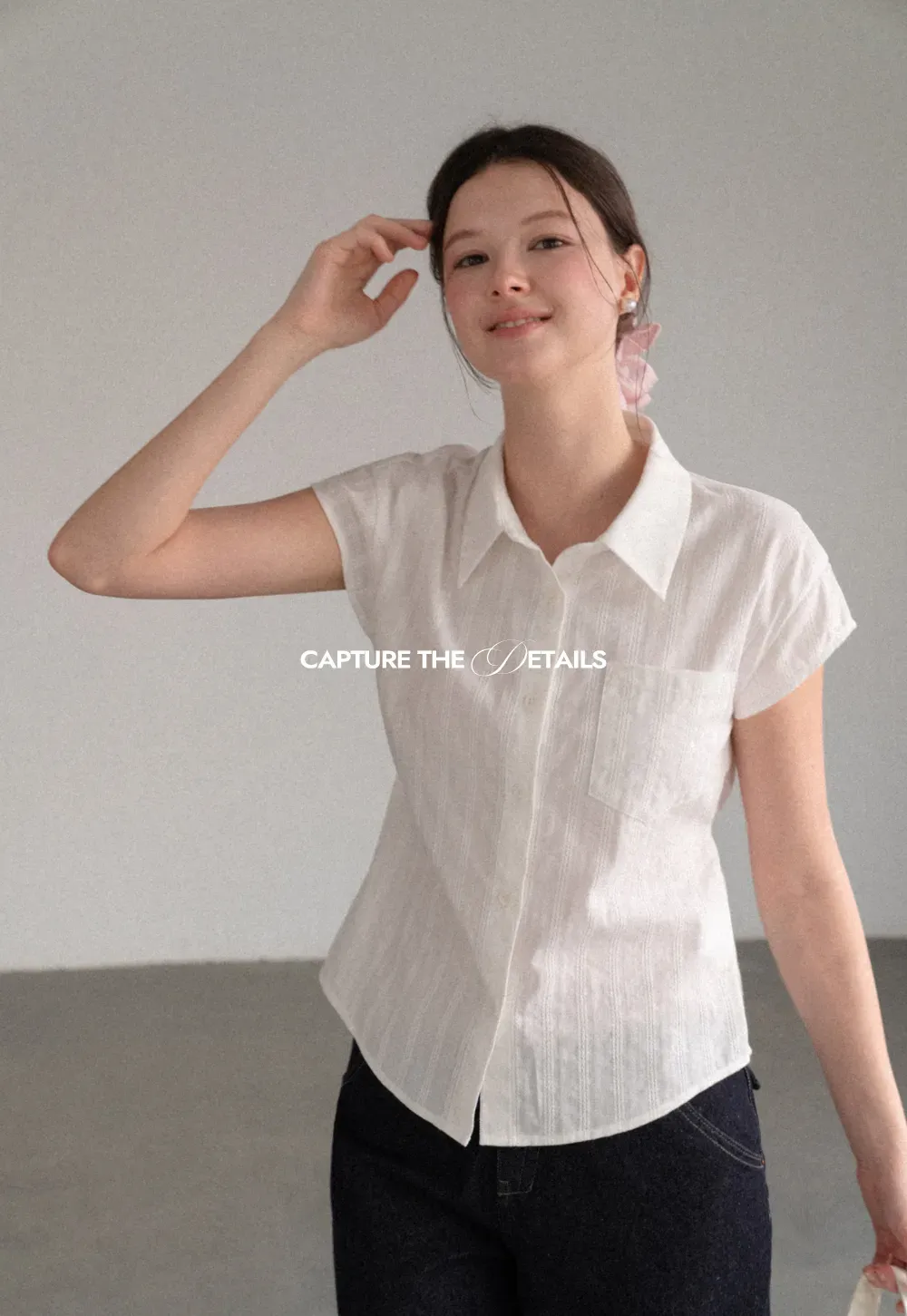 Short Sleeve Collared Shirt with Chest Pocket