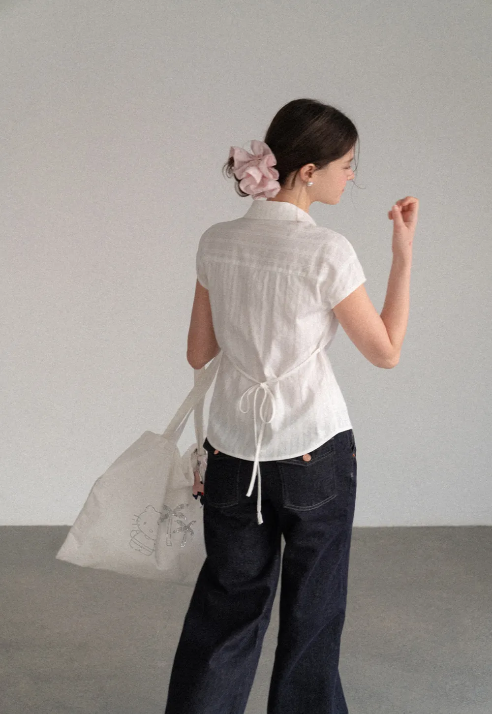 Short Sleeve Collared Shirt with Chest Pocket