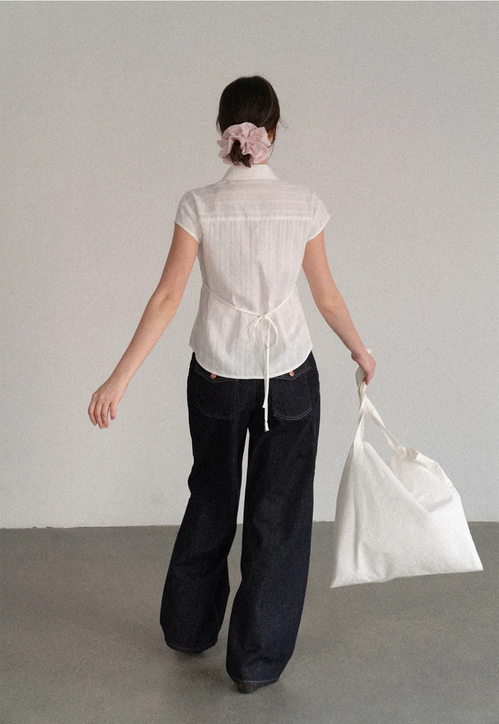 Short Sleeve Collared Shirt with Chest Pocket