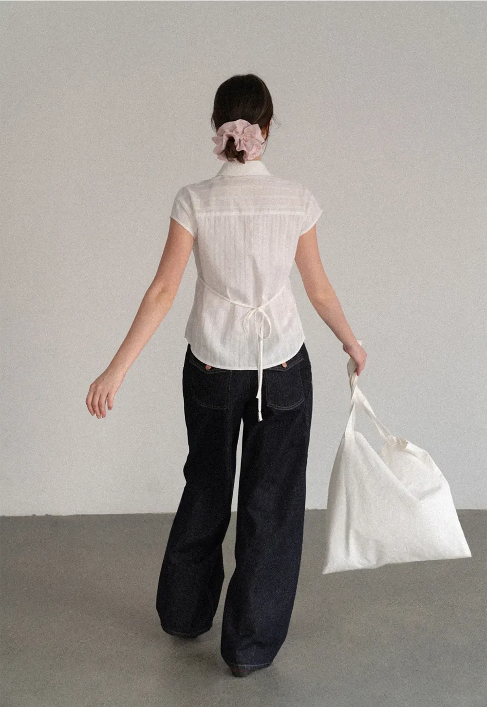 Short Sleeve Collared Shirt with Chest Pocket