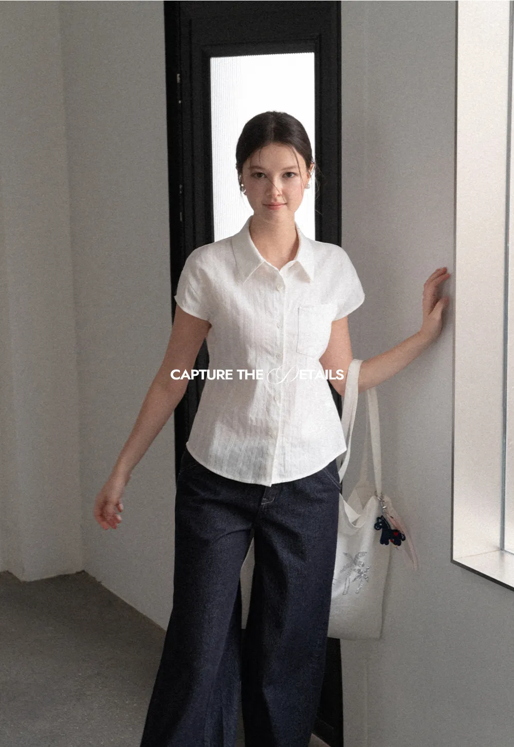 Short Sleeve Collared Shirt with Chest Pocket