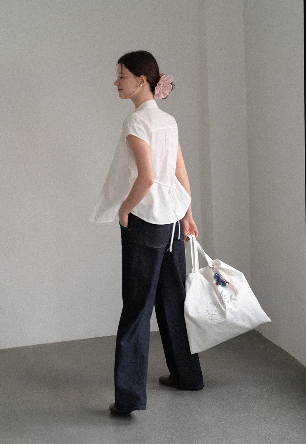 Short Sleeve Collared Shirt with Chest Pocket