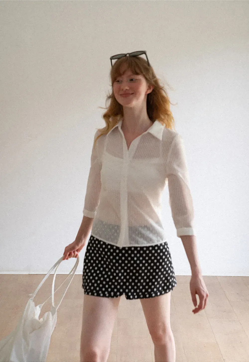 Sheer Textured Button Down Shirt