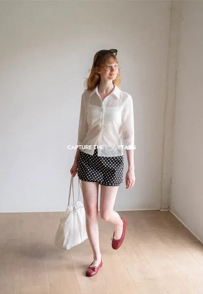 Sheer Textured Button Down Shirt