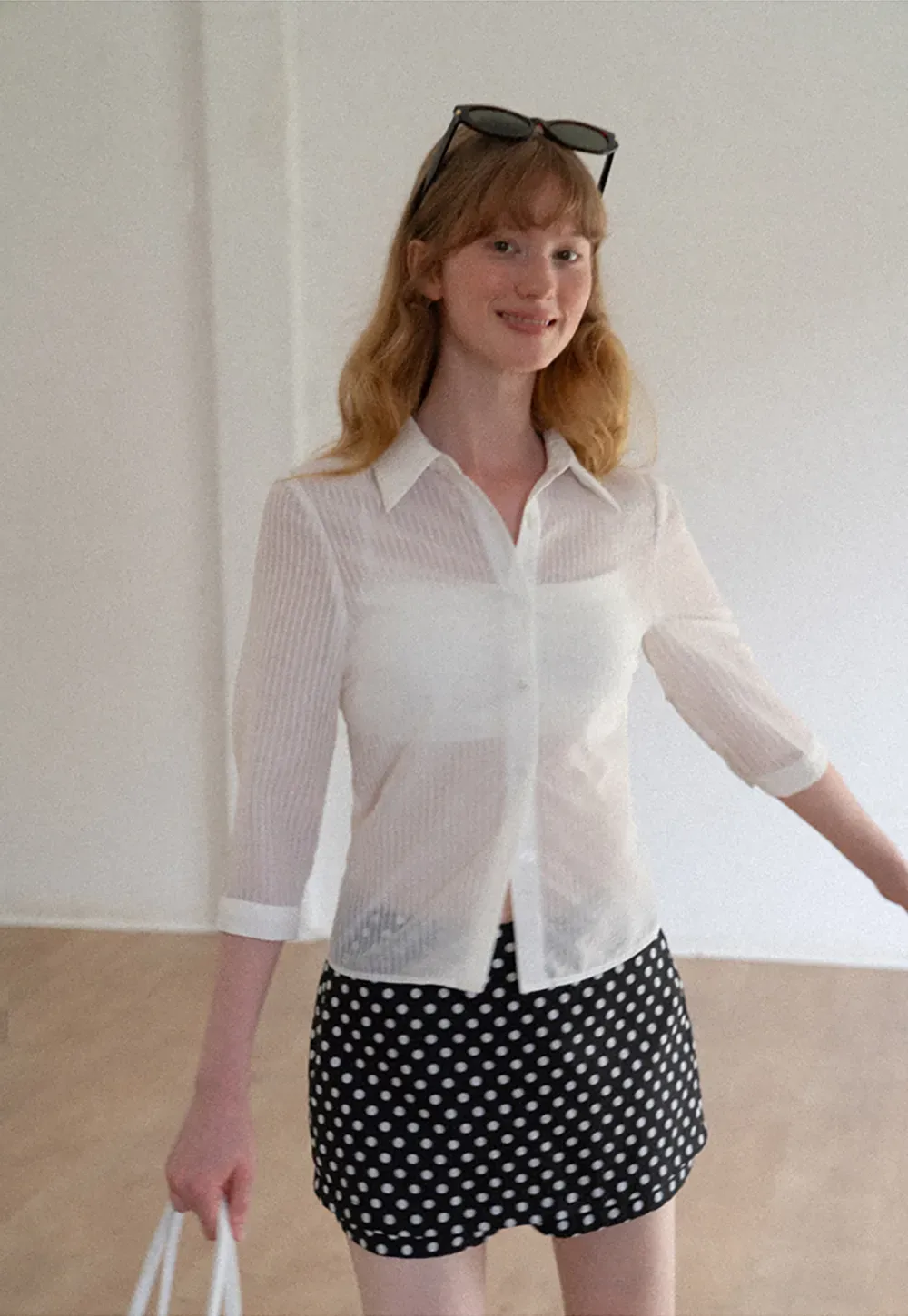 Sheer Textured Button Down Shirt