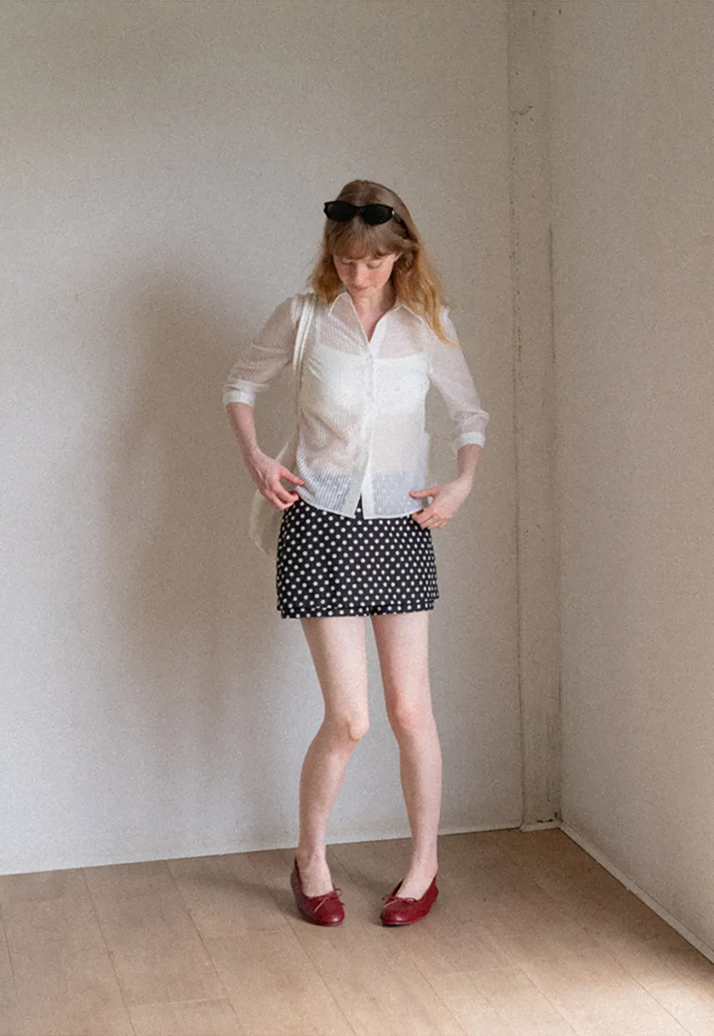 Sheer Textured Button Down Shirt