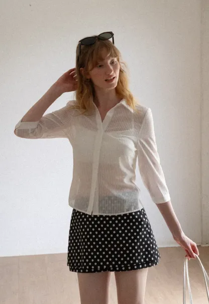 Sheer Textured Button Down Shirt