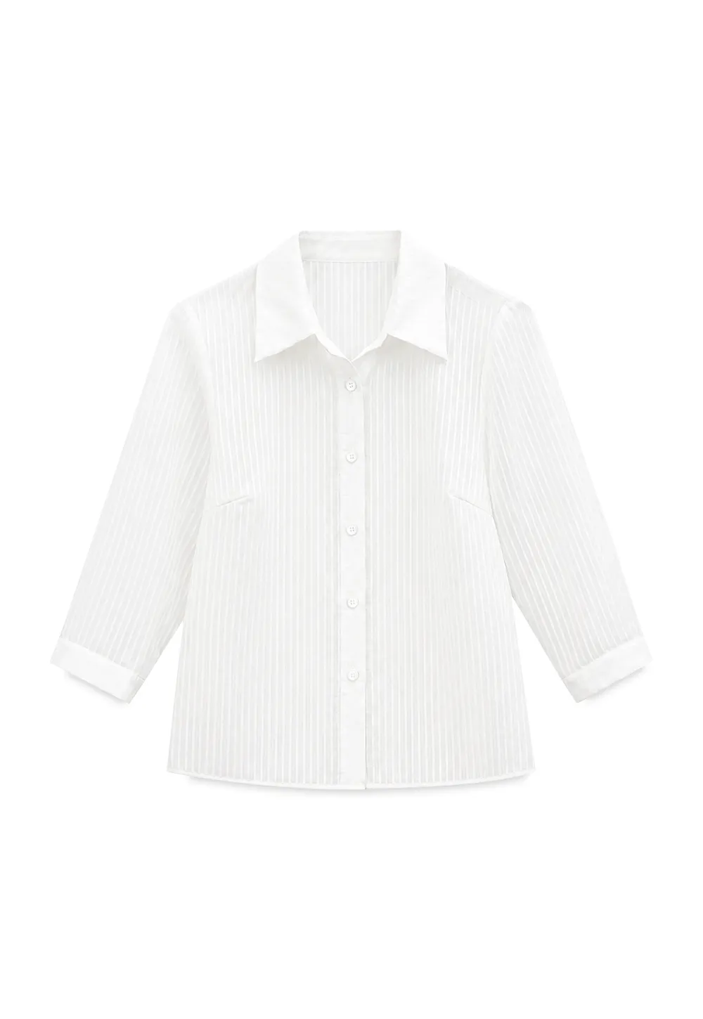 Sheer Textured Button Down Shirt