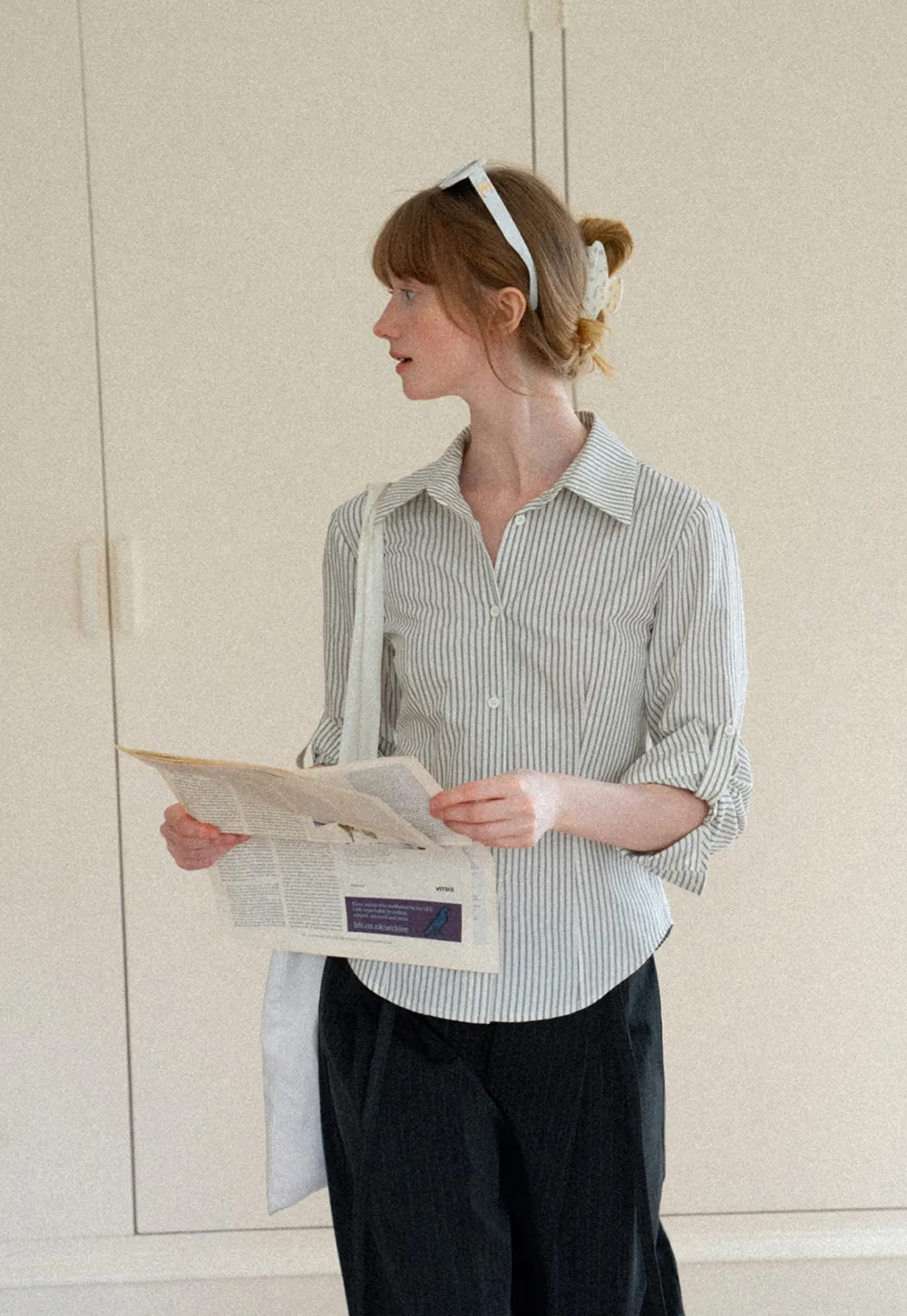 Striped Button Down Shirt with Roll Up Sleeves
