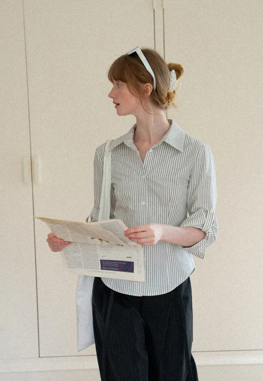 Striped Button Down Shirt with Roll Up Sleeves