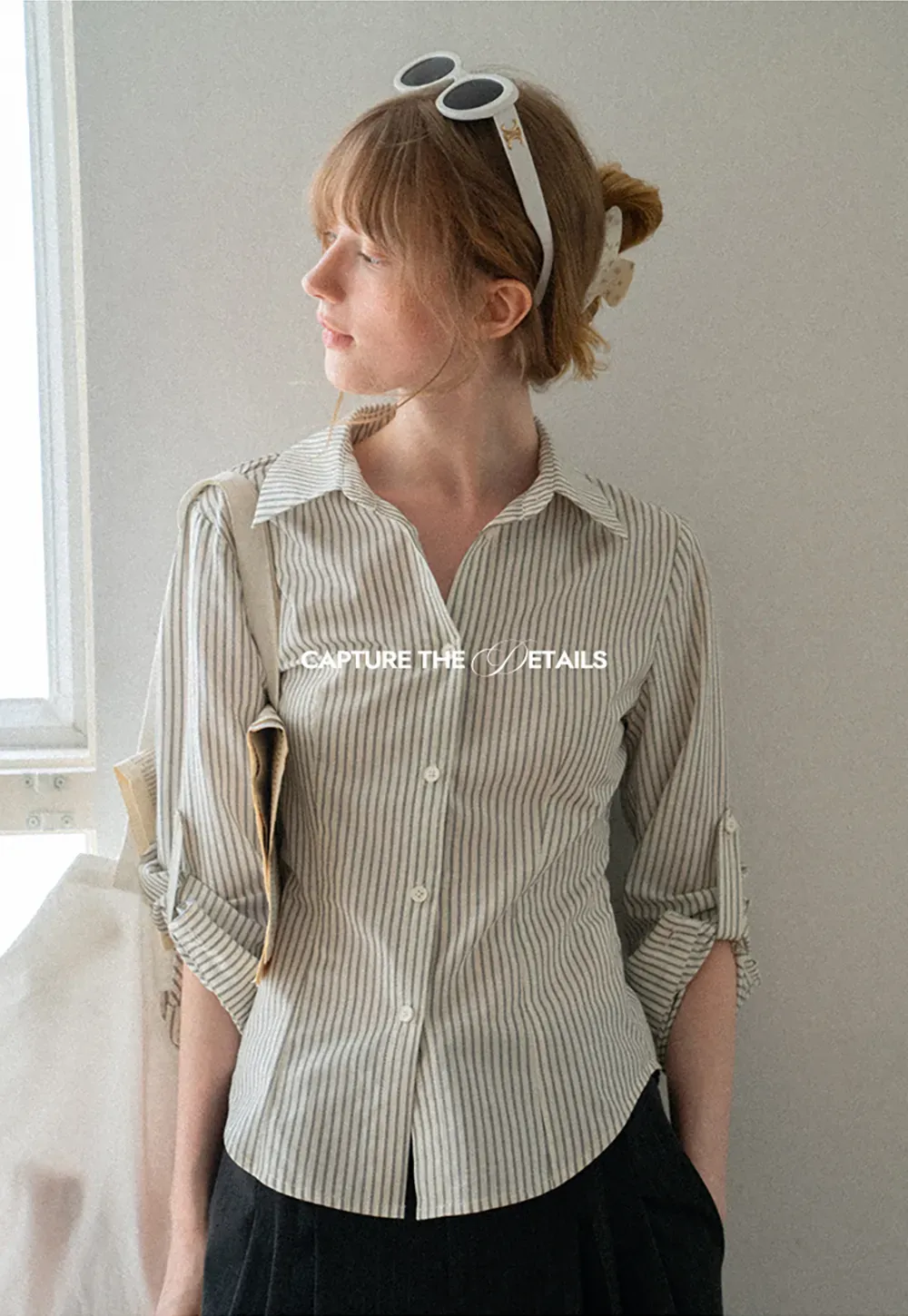 Striped Button Down Shirt with Roll Up Sleeves