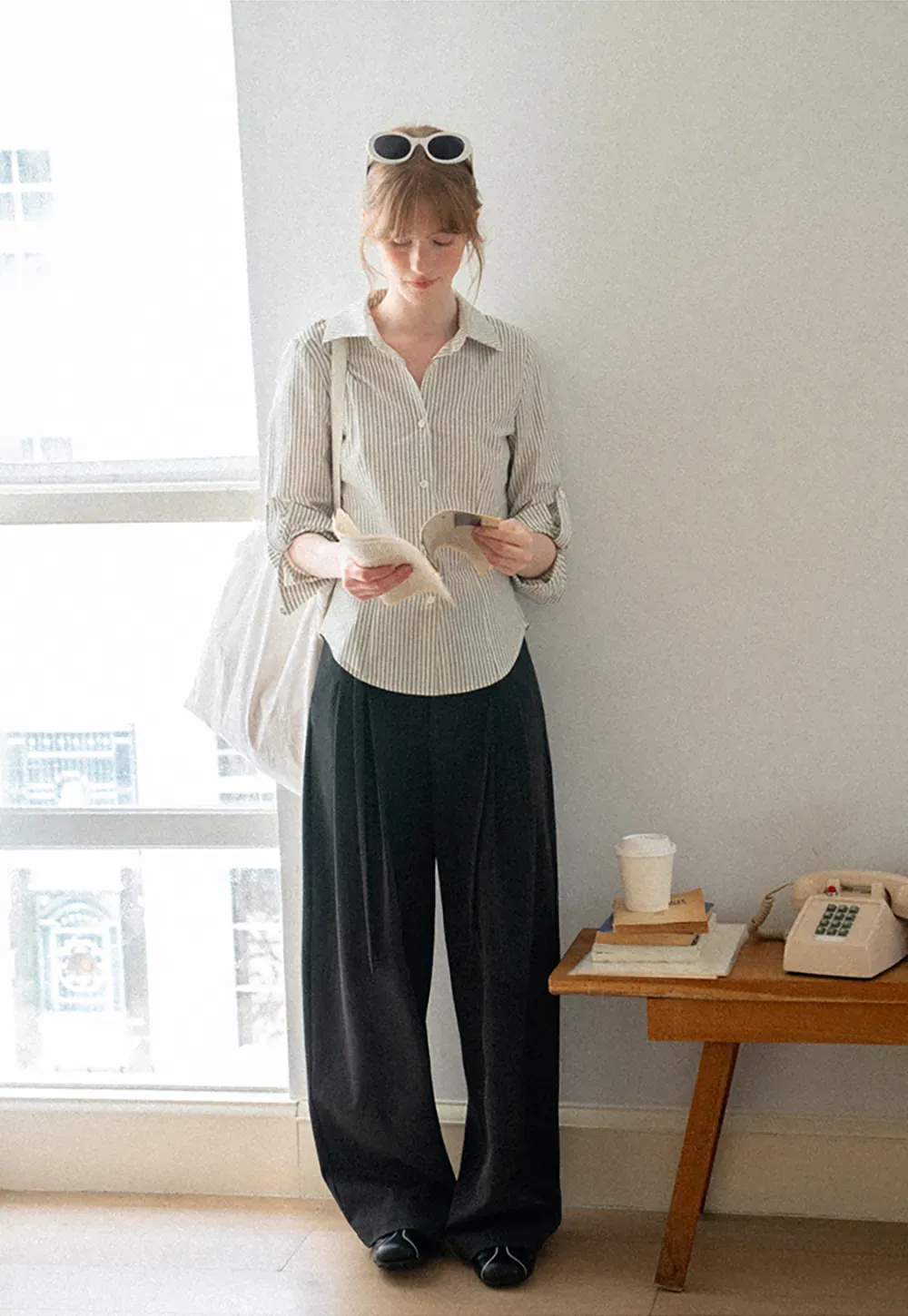 Striped Button Down Shirt with Roll Up Sleeves
